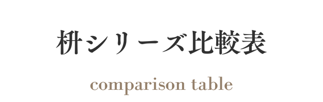 枡シリーズ比較表 -comparison table-